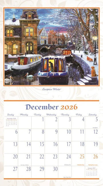 PINE RIDGE ART - CALENDRIER EUROPEN VACATION 2026