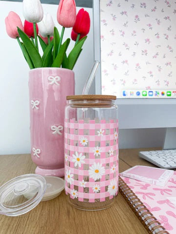 VERRE BOHO PRINTEMPS CARREAU ROSE&MARG