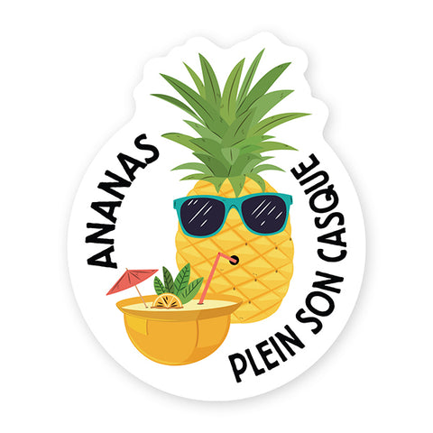 STICKERYOU-COLL ''ANANAS PLEIN SON CASQUE''