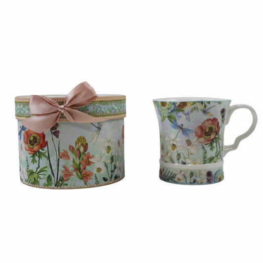 TASSE PORCELAINE + BOITE FLEUR & LIBELLULE