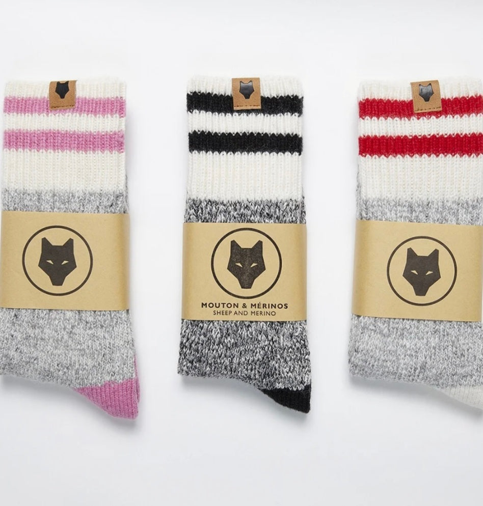 BAS LAINE MOUTON/MERINOS BANDE ROUGE MEDIUM