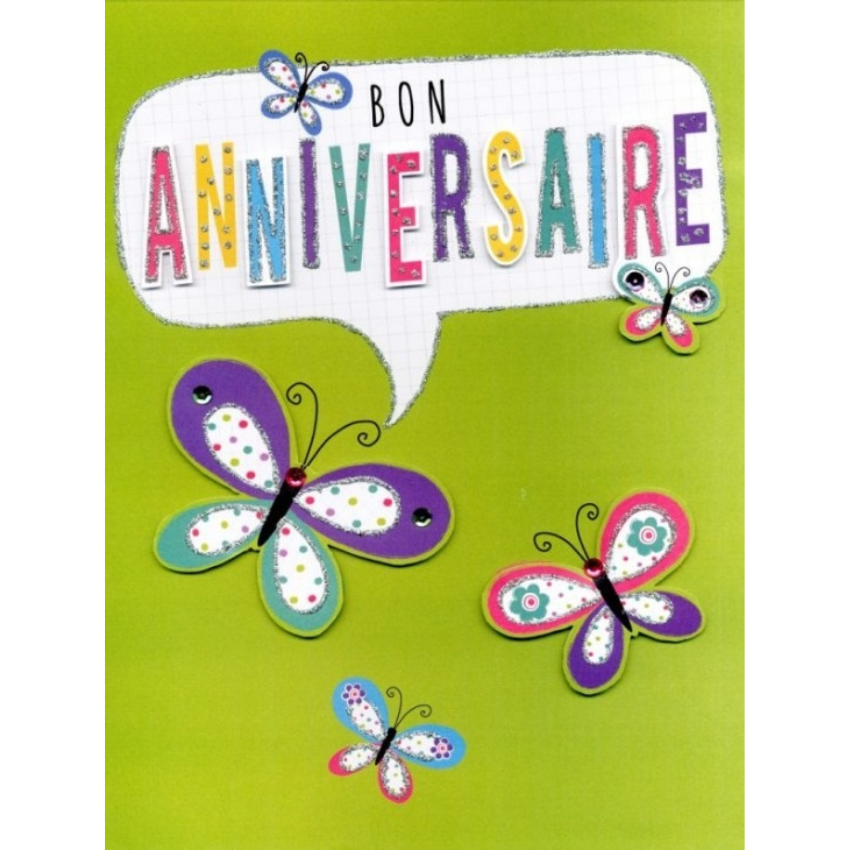 CARTE DE SOUHAIT - GIGANTIC -  BON ANNIVERSAIRE PAPILLONS