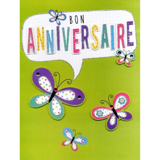 CARTE DE SOUHAIT - GIGANTIC -  BON ANNIVERSAIRE PAPILLONS