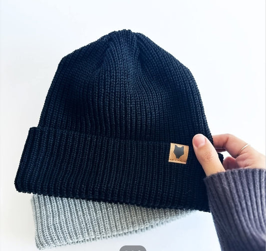 TUQUE TRICOT ACRYLIQUE MAILLES MOYENNES NOIR