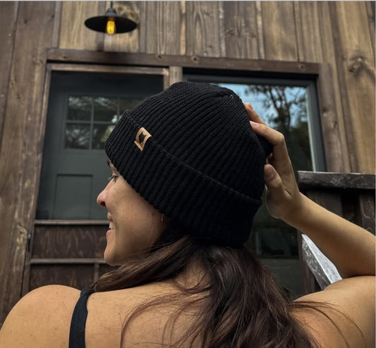 TUQUE TRICOT ACRYLIQUE MAILLES MOYENNES NOIR