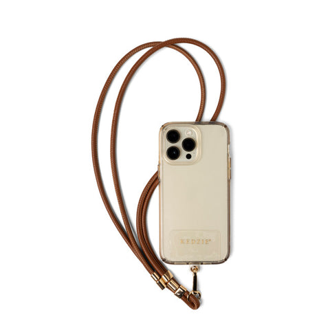 GANSE POUR CELLULAIRE CUIR VEGAN COGNAC
