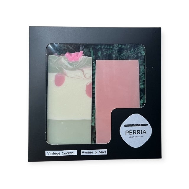 PÉRRIA SAVON ARTISANAL - COFFRET SAVON VINTAGE COCKTAIL ET  AVOINE & MIEL