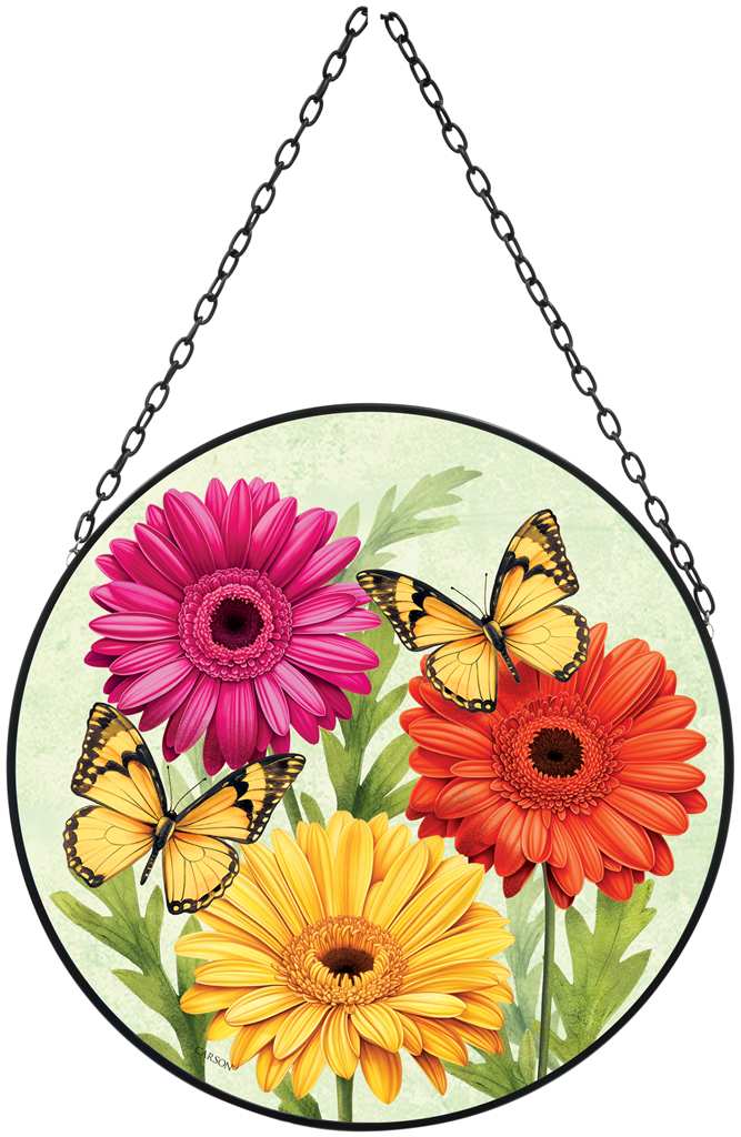 ATTRAPE-SOLEIL EN VITRAIL 8" - BRIGHT GERBERAS