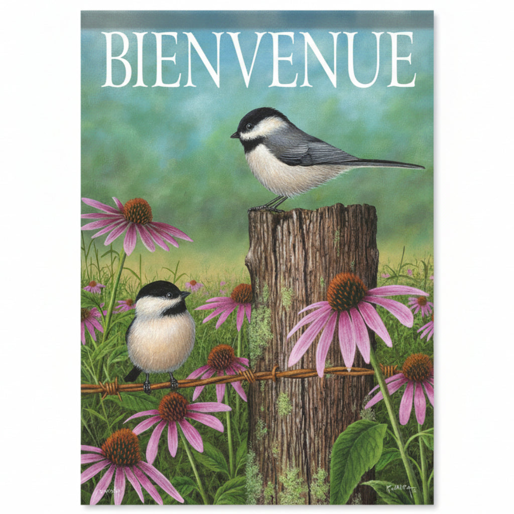DRAPEAU 28X40" - BIENVENUE CHICKADEE AFTERNOON