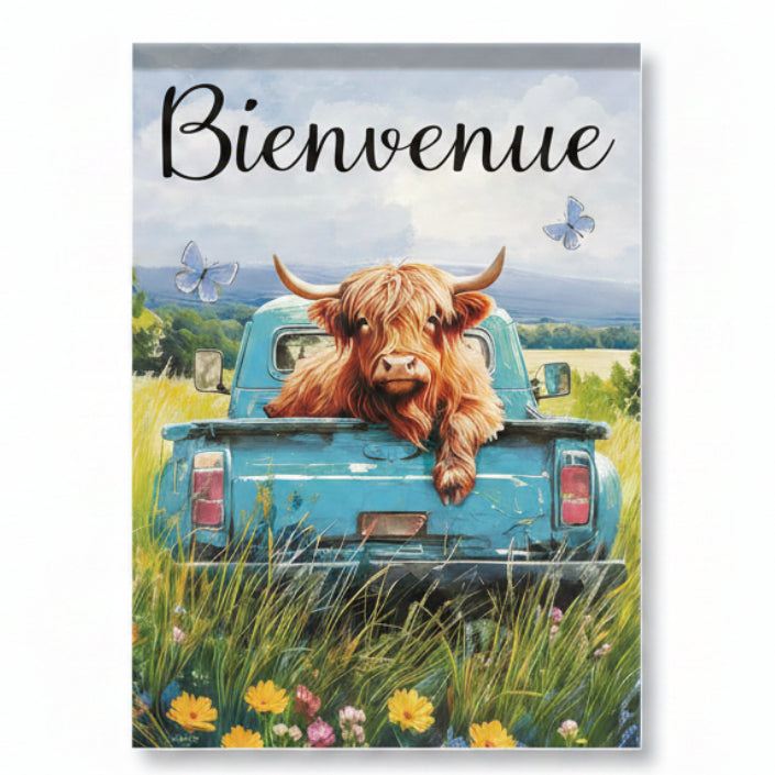 DRAPEAU 28X40" - BIENVENUE HIGHLAND TRUCK