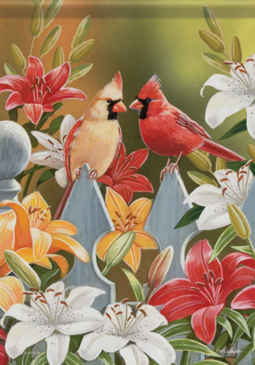 EDENBOROUGH - DRAPEAU 28" X 40 " "COUPLE CARDINAUX"