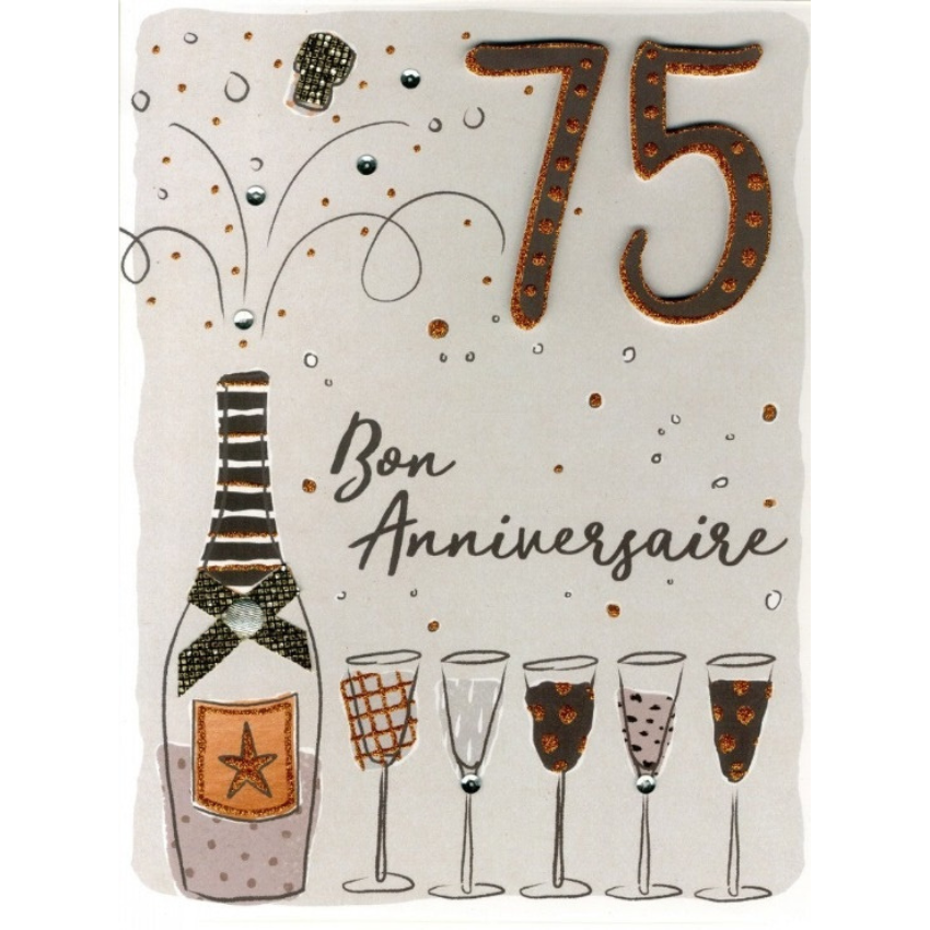 CARTE DE SOUHAIT - ALL 4 ONE - 75 ANS BON ANNIVERSAIRE