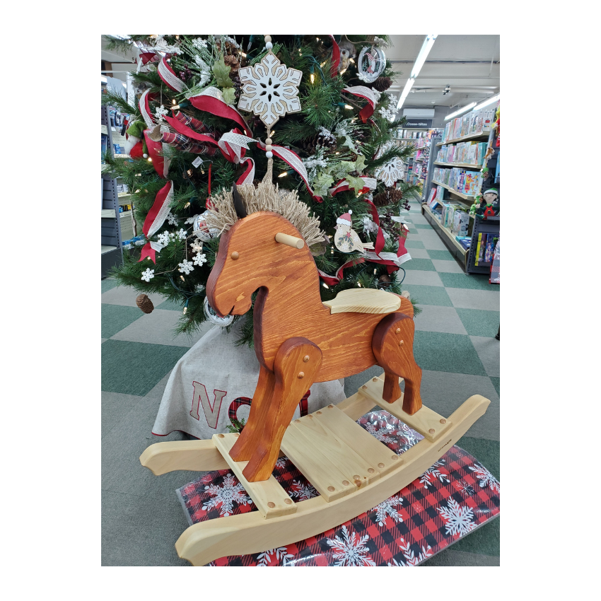 TRUSQUIN - CHEVAL A BASCULE EN BOIS 32" X 12" X 36" CERISIER