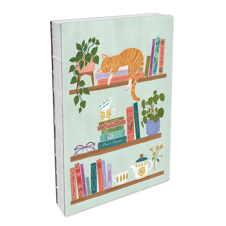Journal couverture rigide 6-½ X 8-½  - Chat douillet sur livres