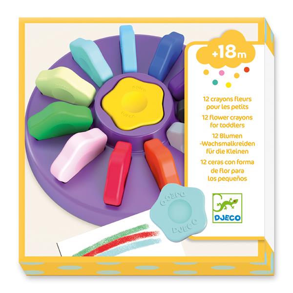 DJECO-12 CRAYON FLEURS POUR LES PETITS