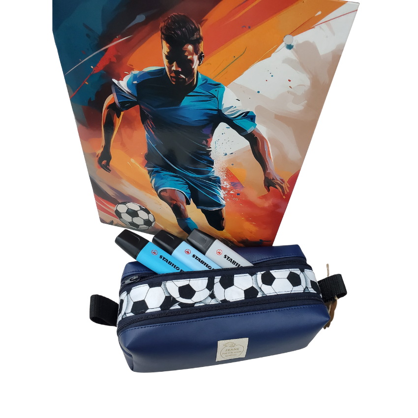 SCOLAIRE SAC & ACC - FRANK COLLECTION ETUI CRAYON VEGAN DOUBLE SOCCER BLEU