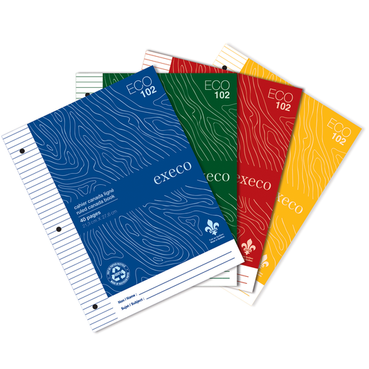 SCOLAIRE PAPETERIE - Cahier Eco EC102 ligné 11 x 8" 40P 3Perforation  coul asst