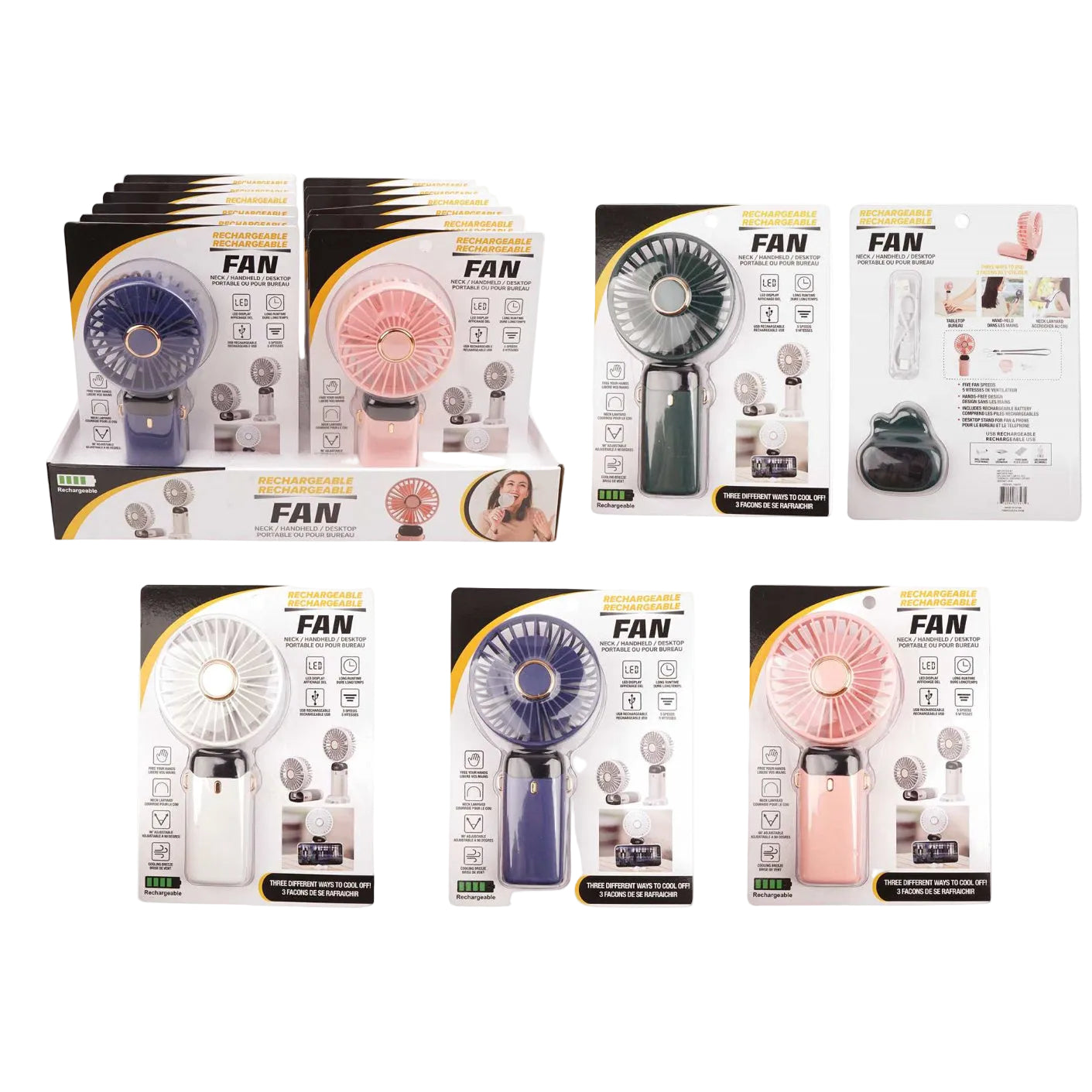 MINI VENTILATEUR RECHARGEABLE COULEUR ASST