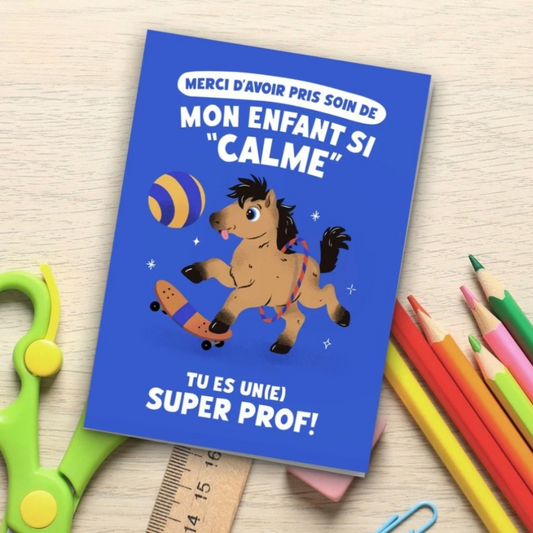 CARTE DE REMERCIEMENT SCOLAIRE - ENFANT  "CALME"