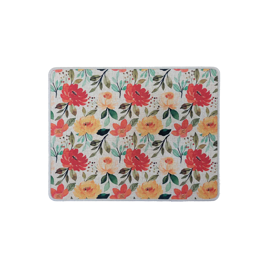 NAPPERON POLY 14 X 19"  FLEURS ORANGE/JAUNE
