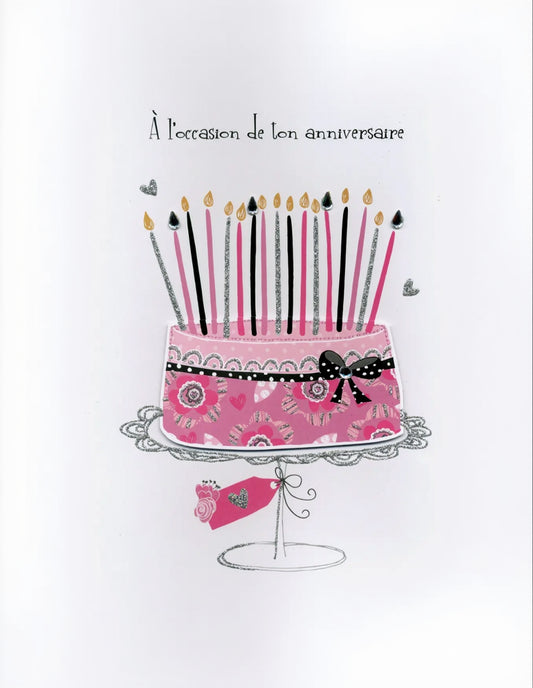 GIGANTIC -GRANDE CARTE  SOUHAIT A L'OCCASION TON ANNIVERSAIRE GATEAU ROSE