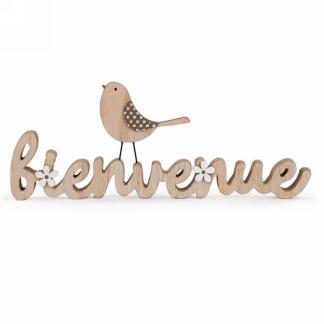 DECOR ''BIENVENUE'' AVEC OISEAU NATUREL