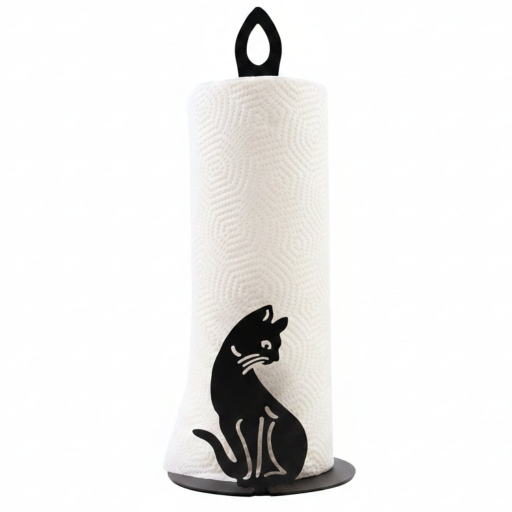PORTE ESSUIE-TOUT METAL NOIR CHAT