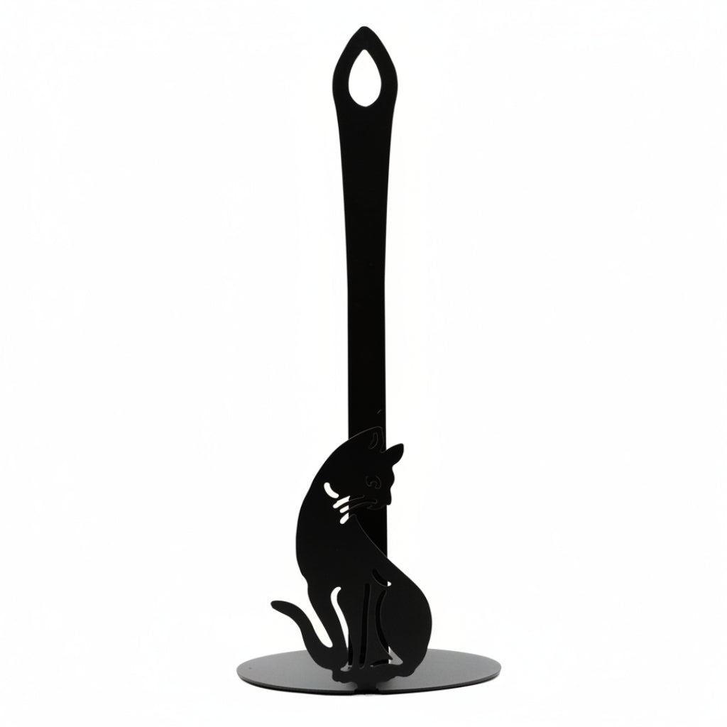 PORTE ESSUIE-TOUT METAL NOIR CHAT