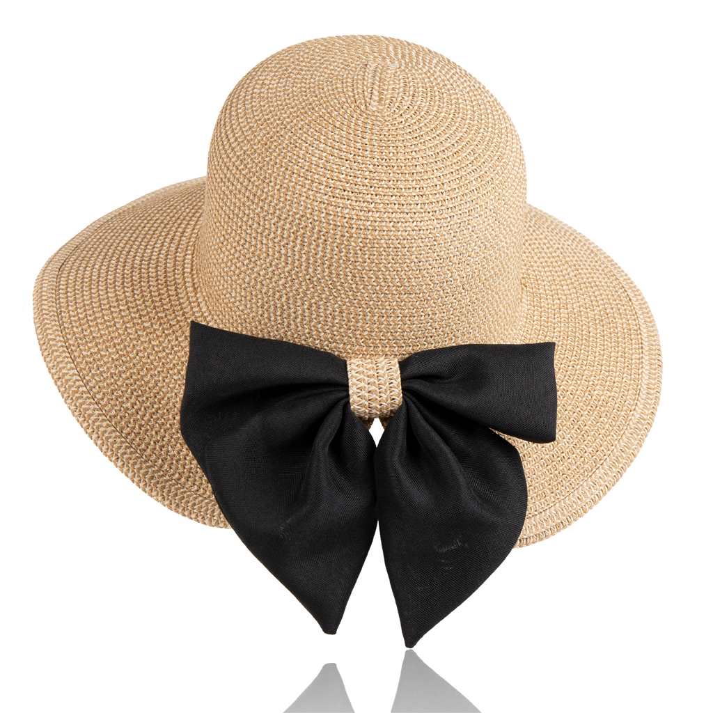 CHAPEAU BOHO - PAILLE BEIGE RUBAN NOIR