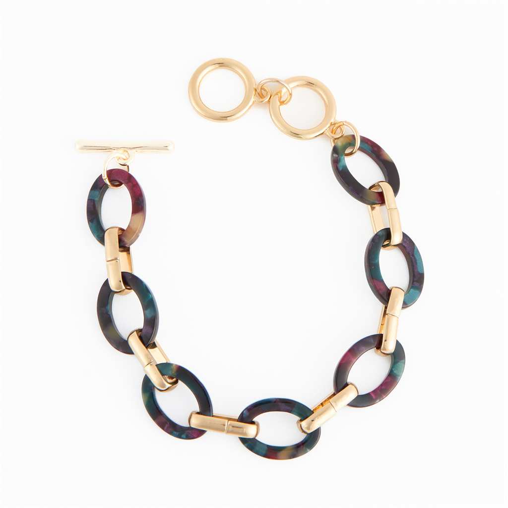 BRACELET TOGGLE EN OR  - ANNEAU VIOLET