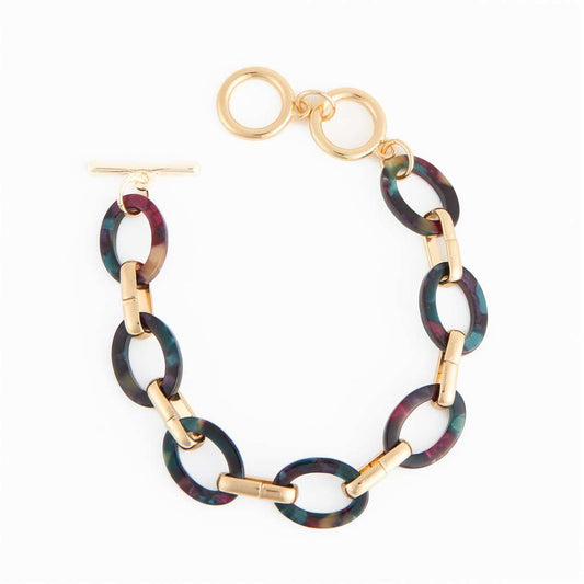 BRACELET TOGGLE EN OR  - ANNEAU VIOLET