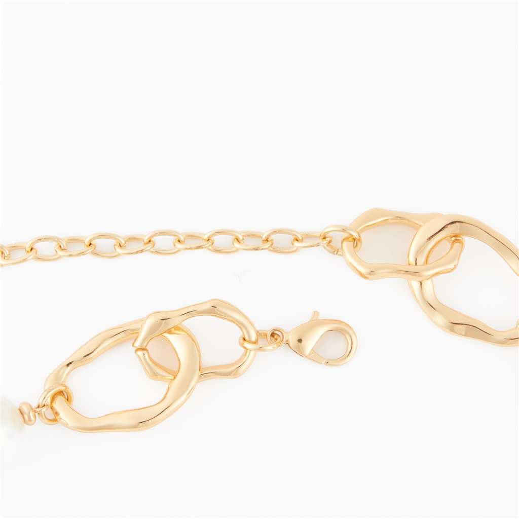 COLLIER GRANDE MAILLE - OR ET PERLE BLANC