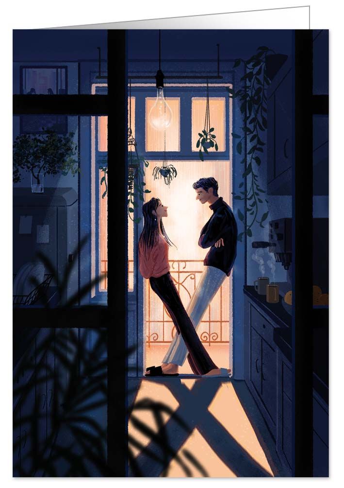 CARTE DE SOUHAIT - COUPLE CADRE PORTE BALCON