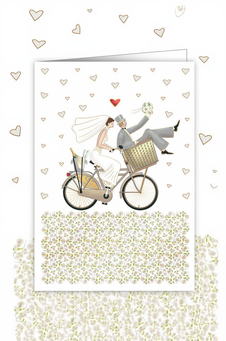 CARTE DE  SOUHAIT -  NOUVEAU MARIES A VELO