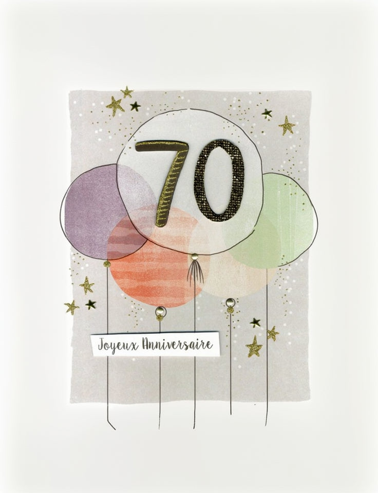 ALL 4 ONE - GRANDE CARTE 70 JOYEUX ANNIVERSAIRE BALLONS