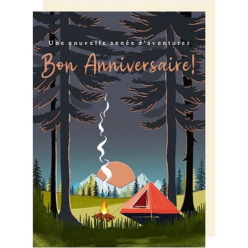 KIUB - GRANDE CARTE BON ANNIVERSAIRE CAMPING
