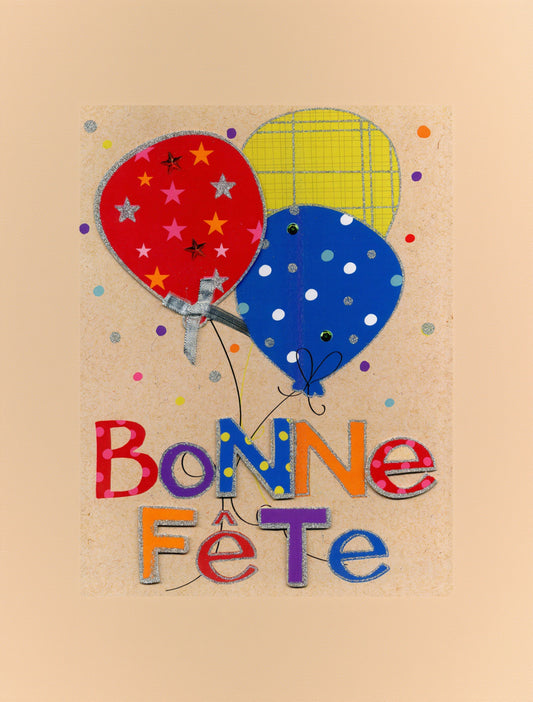 GIGANTIC -GRANDE CARTE DE SOUHAIT BONNE FETE BEIGE BALLONS