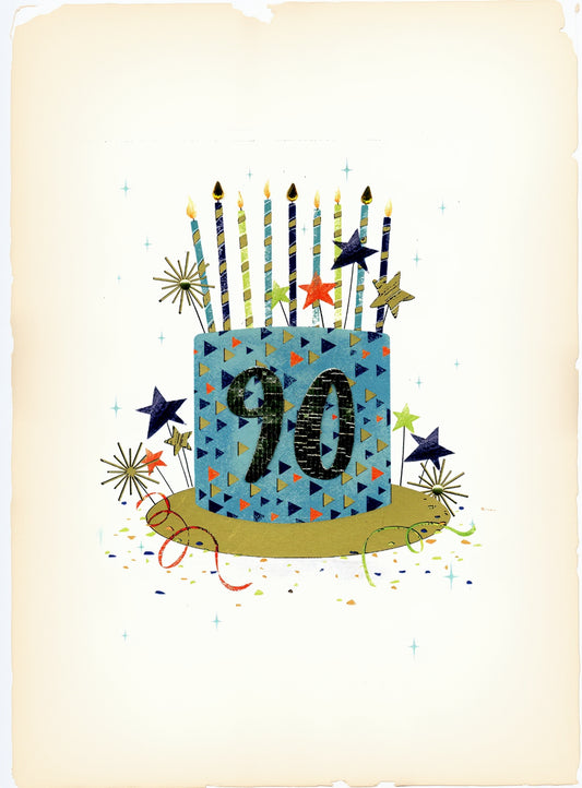 GIGANTIC - CARTE DE SOUHAIT-90 ANS GATEAU ANNIVERSAIRE