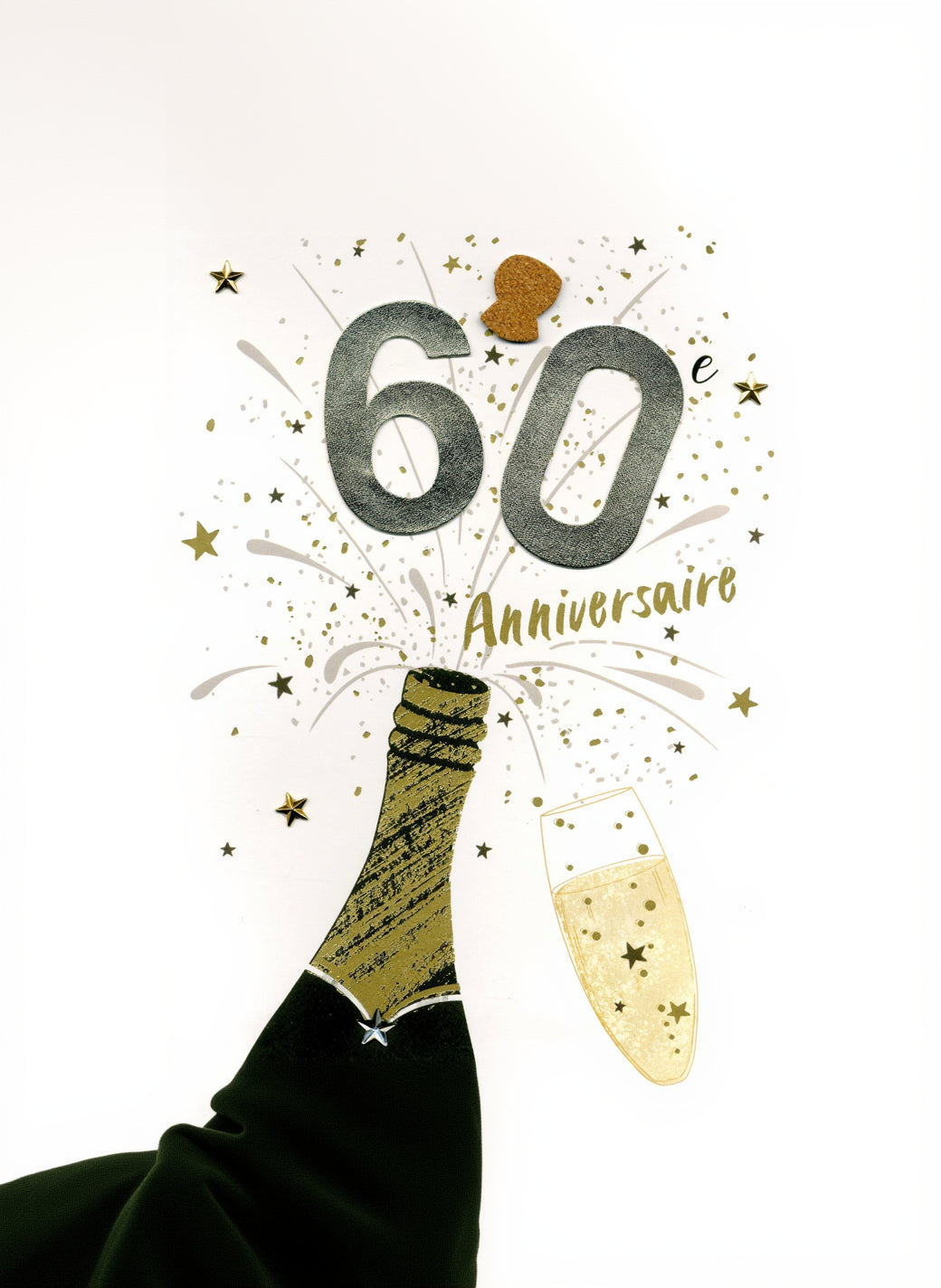 GIGANTIC -GRANDE CARTE DE SOUHAIT 60E ANNIVERSAIRE CHAMPAGNE