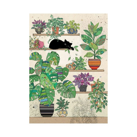 CARTE SOUHAIT - CHAT DANS LES PLANTES