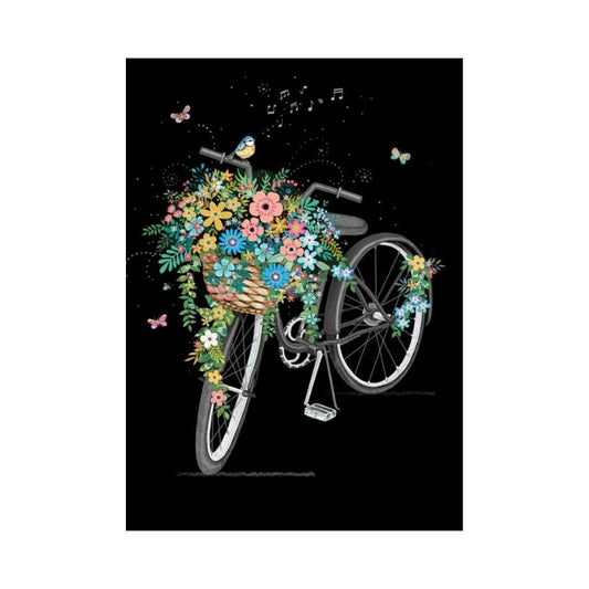 CARTE SOUHAIT -FLEURS VELO
