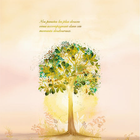 CARTE DE  SOUHAIT- NOS PENSEES VOUS ACCOMPAGNENT ARBRE