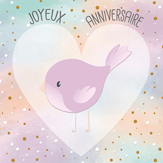 CARTE DE  SOUHAIT - JOYEUX ANNIVERSAIRE OISEAU