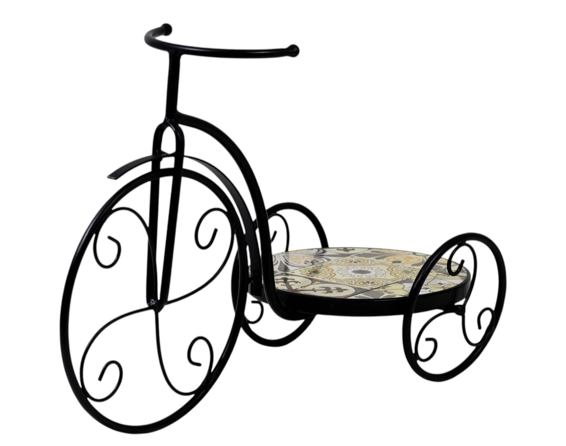 SUPPORT PLANTE TRICYCLE 20 X 13" METAL NOIR