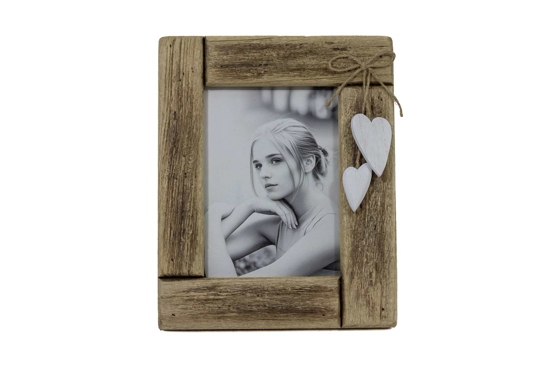 CADRE PHOTO 8 X 10" BOIS BRUN COEUR BLANC