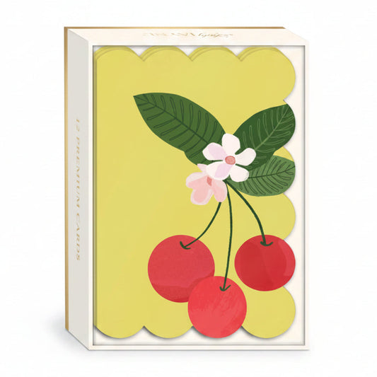 ENSEMBLE DE 12 CARTES & 12 ENVELOPPES - CERISE