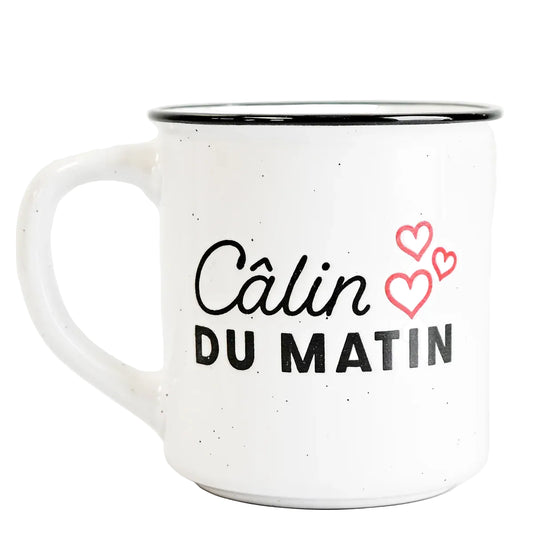 TASSE - "CALIN DU MATIN" BLANC & NOIR COEUR ROUGE