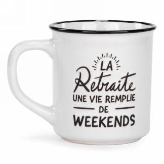 TASSE - "RETRAITE WEEKEND"BLANC & NOIR