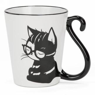 TASSE CHAT NOIR LUNETTE