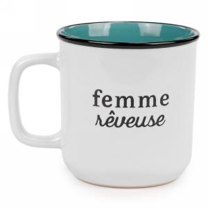 TASSE "FEMME REVEUSE" BLANC/TURQ
